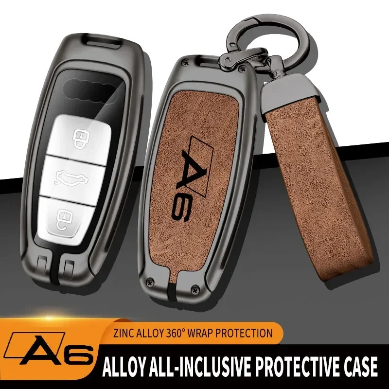 Zinc Alloy Style Car Key Case Cover Shell For AUDI A6 S6 RS6 C5 C6 C7 4F 2020 Remote Control Protector Car Accessories