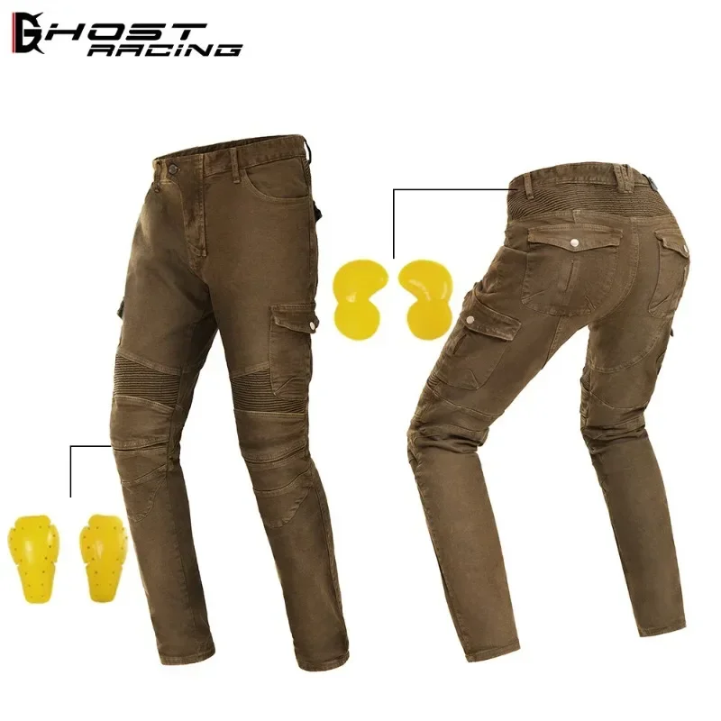 GHOST RACING Motorcycle Pants Riding Jeans Crash Resistant Motorcycle Rider Pants Racing Pants Four Seasons Riding Gear