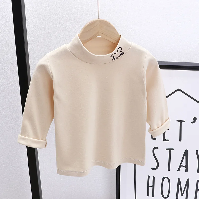 2024 Autumn Girls Boys Casual Soft Long Sleeve T-shirts Kids Comfortable Warm Tee