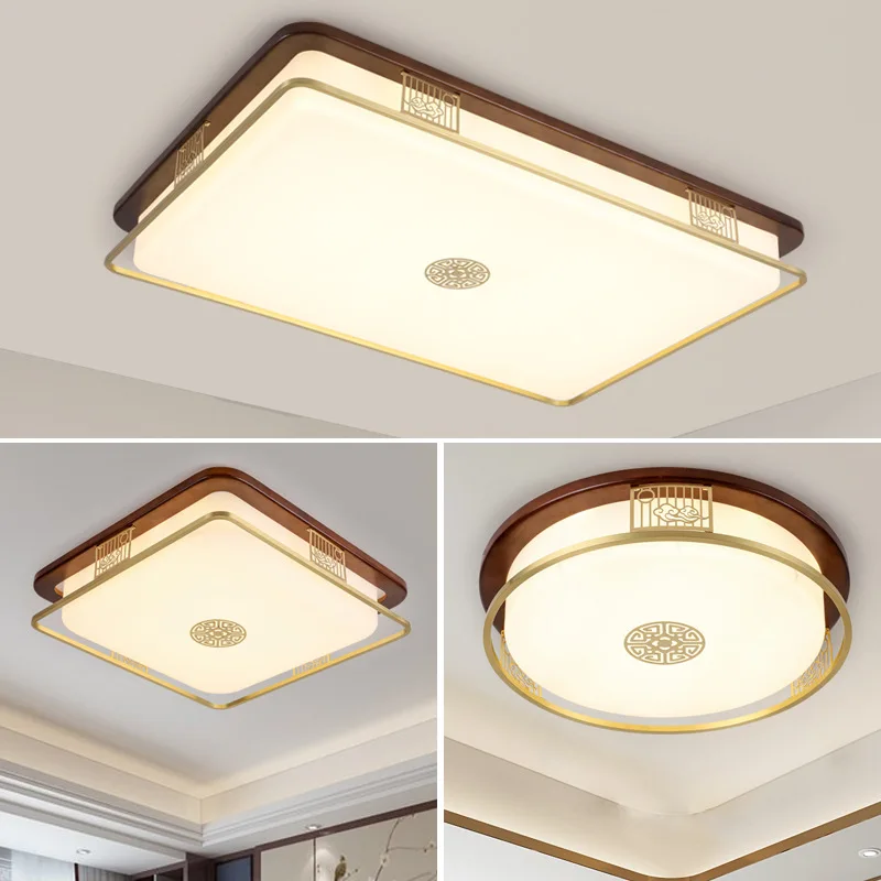 New Chinese style all-copper solid wood ceiling living room atmosphere Chinese style