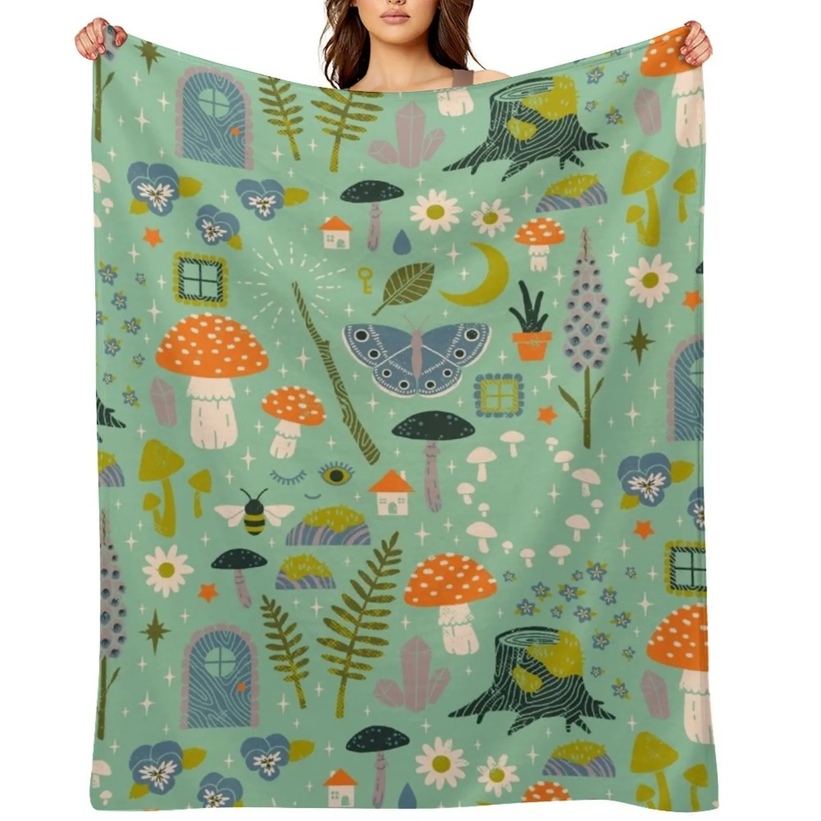 

Fairy Garden Throw Blanket Plush Warm For Decorative Sofa Camping Blankets