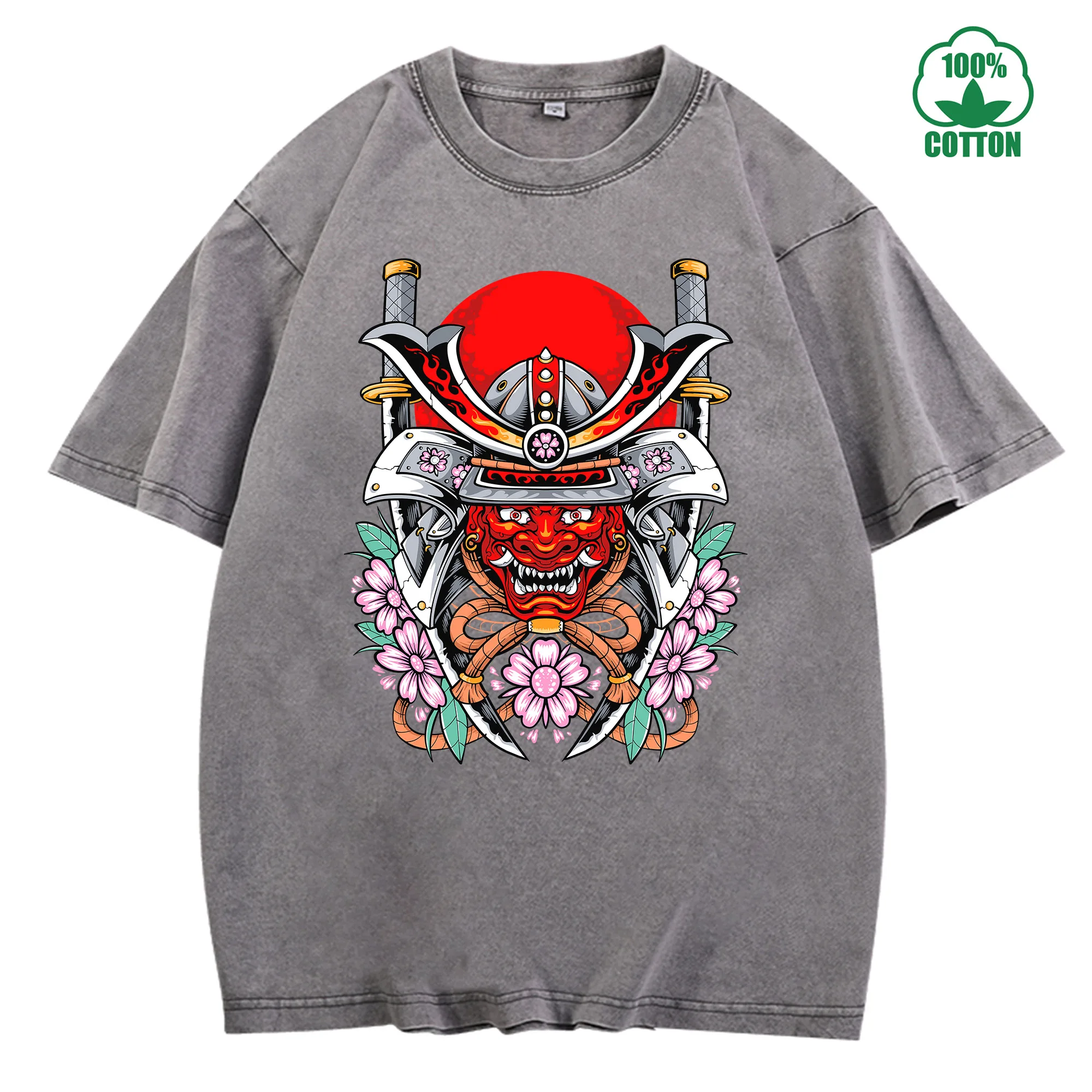 

Hell Samurai Vintage Washed T-Shirt 230g 100% Cotton Comfortable Oversized Streetwear Unisex