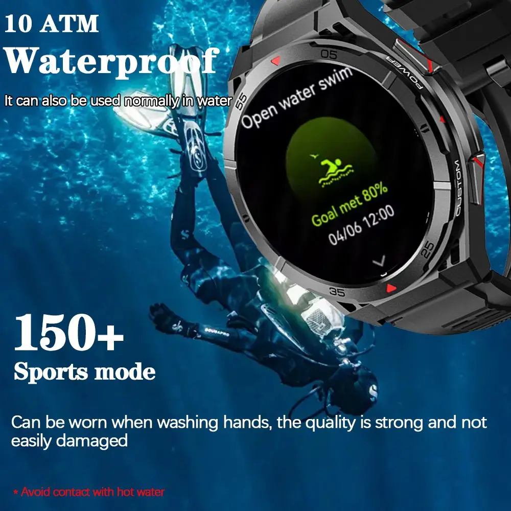 GPS Smartwatch Men 1.43'' AMOLED IP69K 방수 블루투스 HD 통화 나침반 고도 기압계 멀티 스포츠 모드 스마트 시계 2025