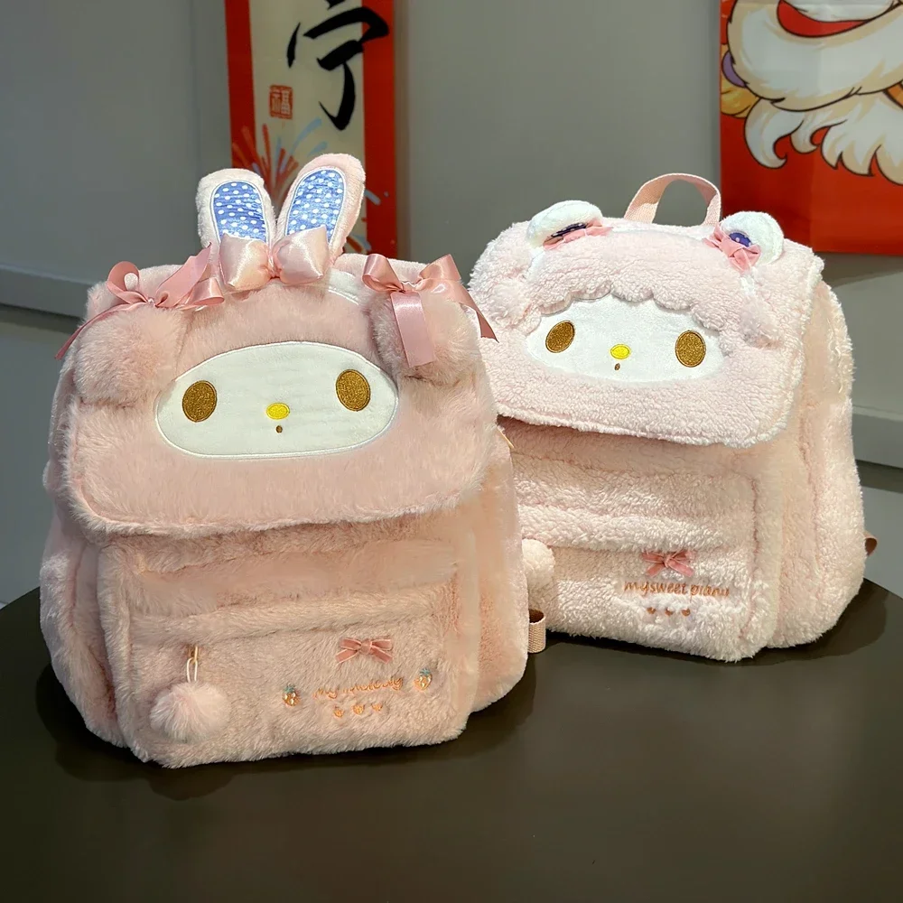 Sanrio My Melody Розовый Kawaii Девчачий Рюкзак Повседневная Школьная Сумка Мягкий Полиэстер На Молнии Студенческий Подарок С...