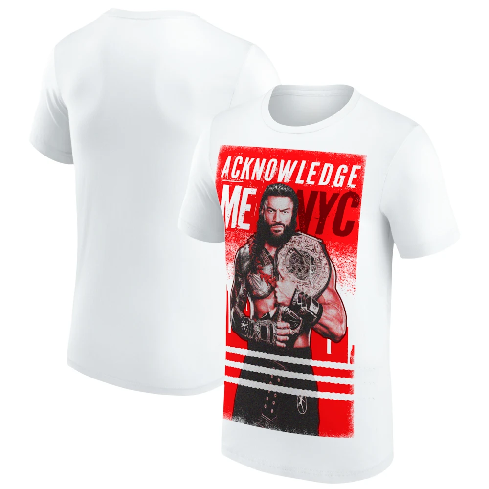 Men's White Roman Reigns Fanatics Fest New York 2026 T-Shirt 3D Printed Quick Dry Short Sleeve Sports Casual Plus Size T-Shirt