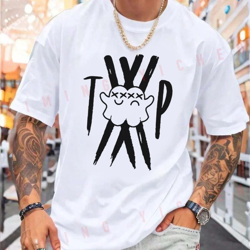 Twin Paranormal Merch Anime Motorcycle T-Shirt Funny TP Letters & Characters TShirt Summer Short Sleeve Casual Unisex Tops Tee