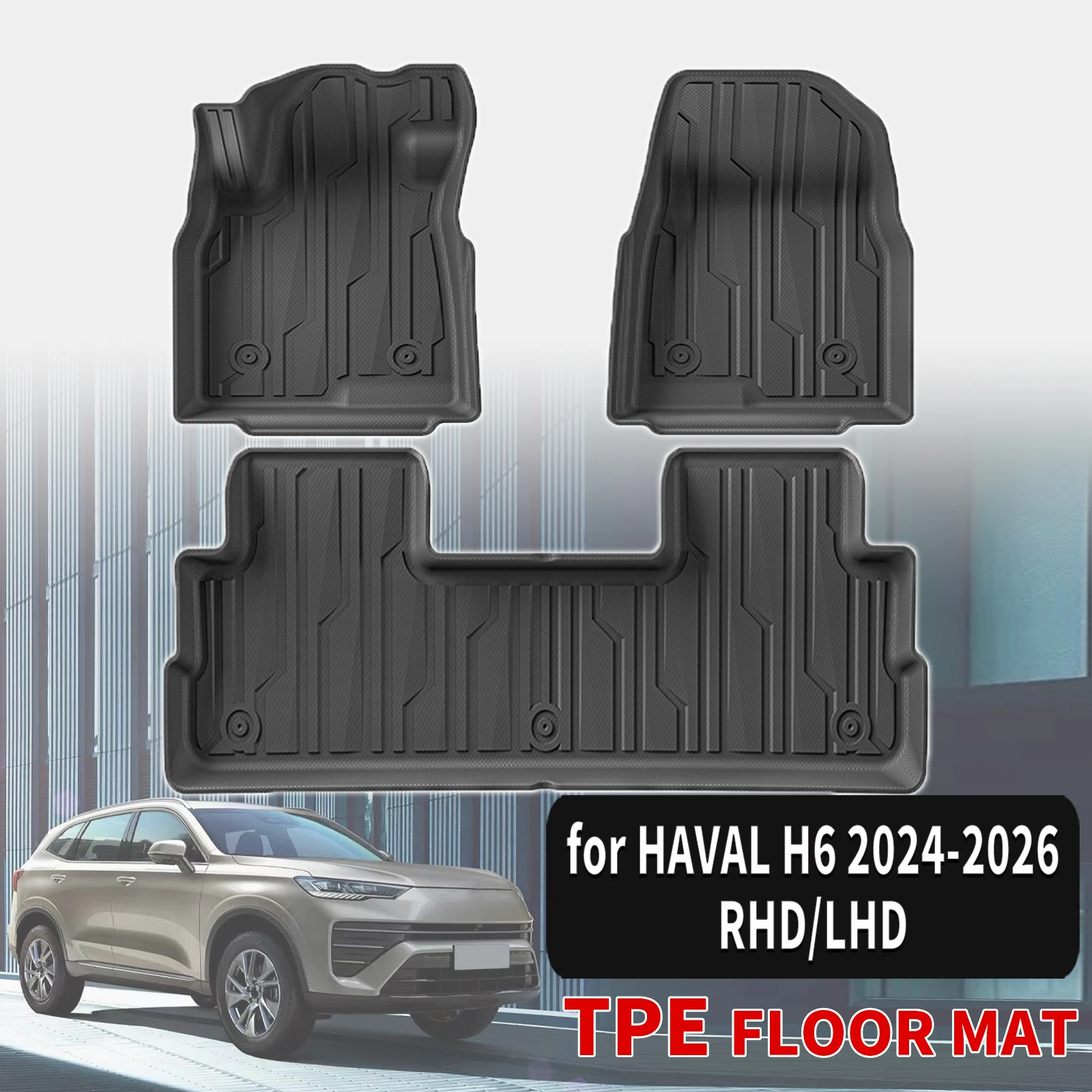 for HAVAL H6 2024 2025 2026 RHD LHD  Durable Weatherproof TPE Car Floor Mats & Trunk Pad, Non-Slip Easy Clean