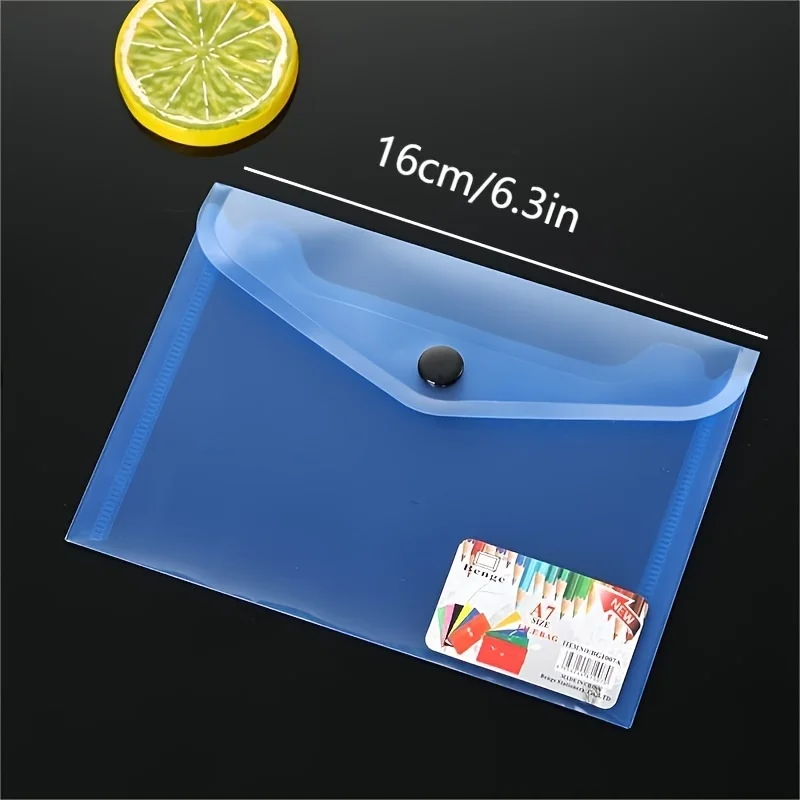 12pcs A7 Colored Clear File Folders Transparent Document Bags Plastic File Pouches for Office School Home Organizer for Papers