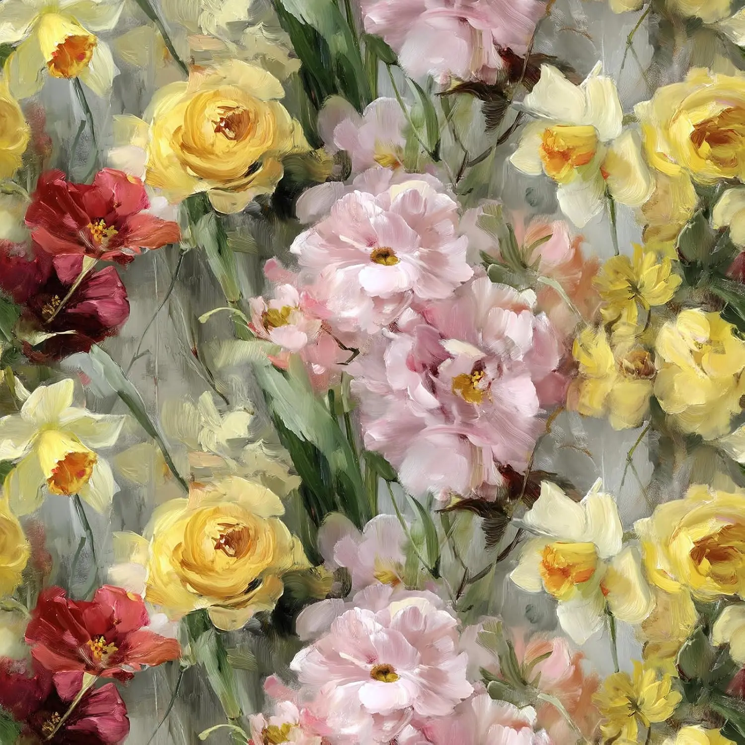 

Floral Peel and Stick Wallpaper Colorful Oil Painting Flower Self Adhesive Wallpaper Removable Contact Paper for Cabinets Drawer