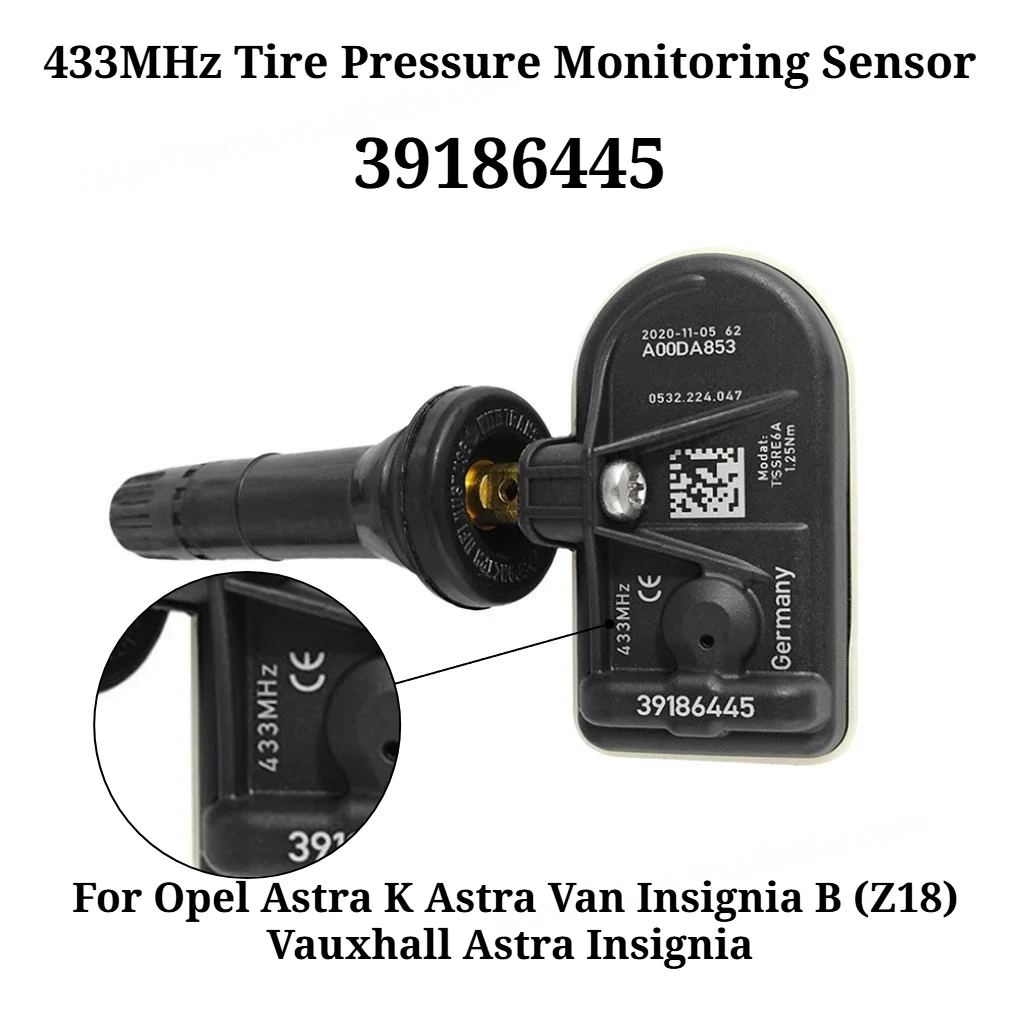 39186445 4PCS Tire Pressure Monitoring Sensor 433MHz TPMS For Opel Astra K Astra Van Insignia B (Z18) Vauxhall Astra Insignia