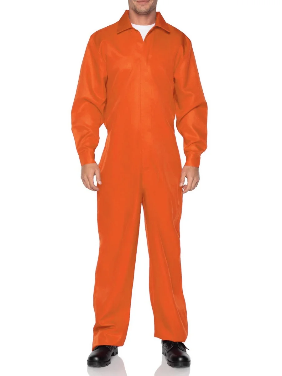 Mono de prisionero para adultos, disfraz de Halloween para hombre, disfraz naranja, mono de detención de la prisión, conjuntos de Cosplay de Halloween