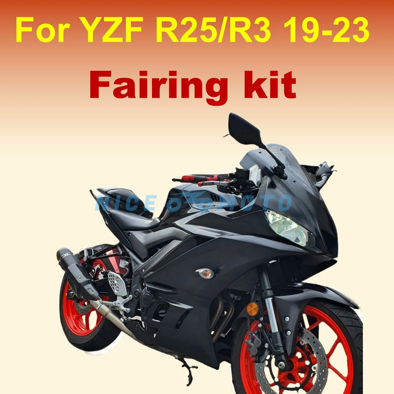 ABS Injection Plastic for YAMAHA YZF R3 2019 2020 2021 2022 2023  R25 20 21 22 23  Black Bodywork Protection Fairing kit