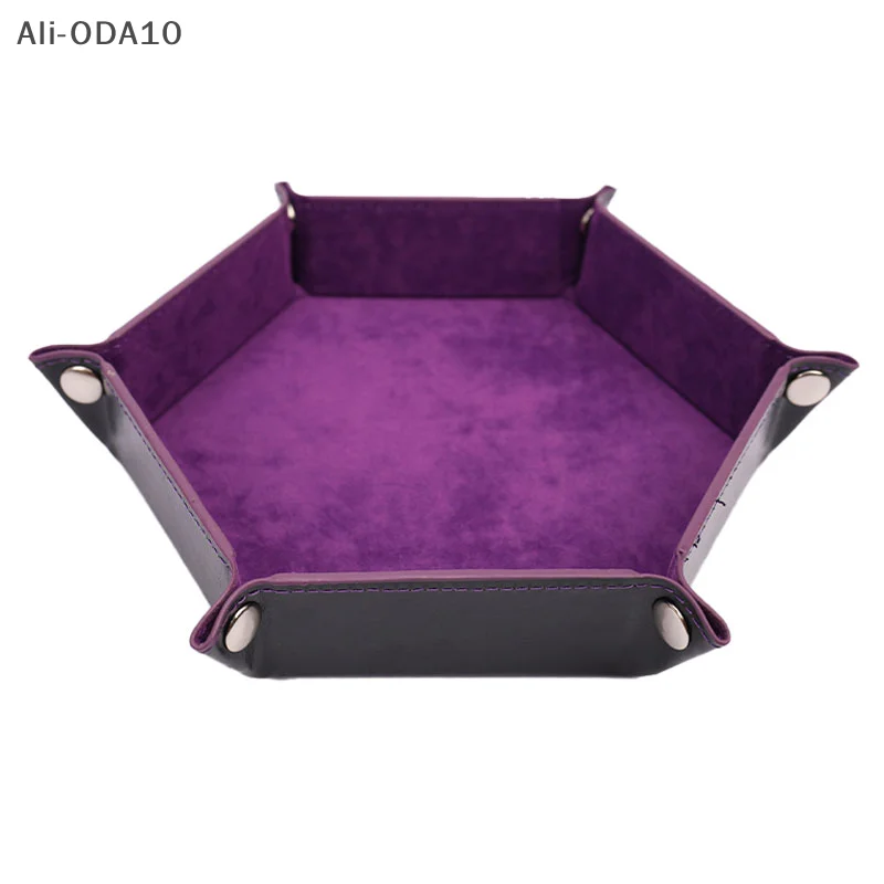 

1Pc 24cm PU Leather Table Game Dice Tray Box Foldable Coin Square Tray Dice Tray Box For DIY Game Tool Storage