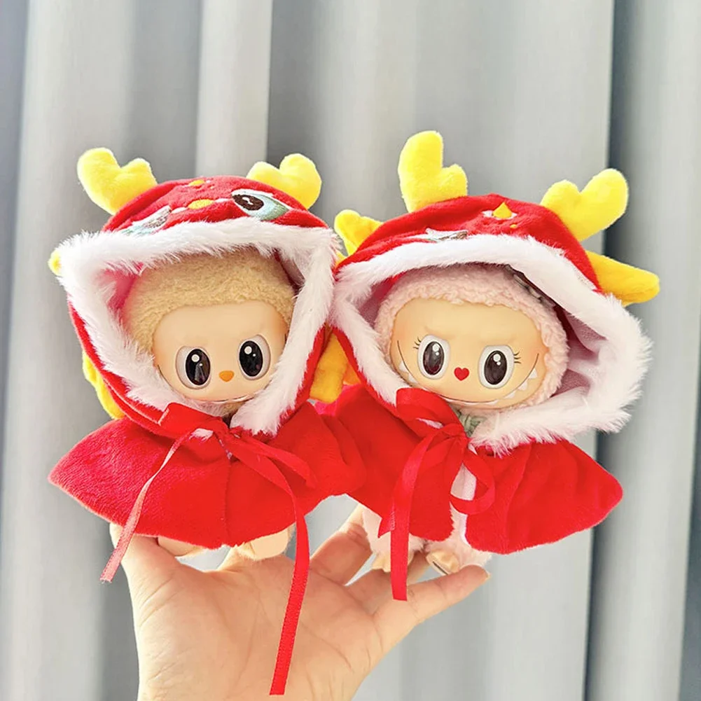 2025 New Year Clothes Chinese Style Festive Outfit For 17cm Labubu Doll Clothes Dolls Accessories Cute Decoration Little Cloths