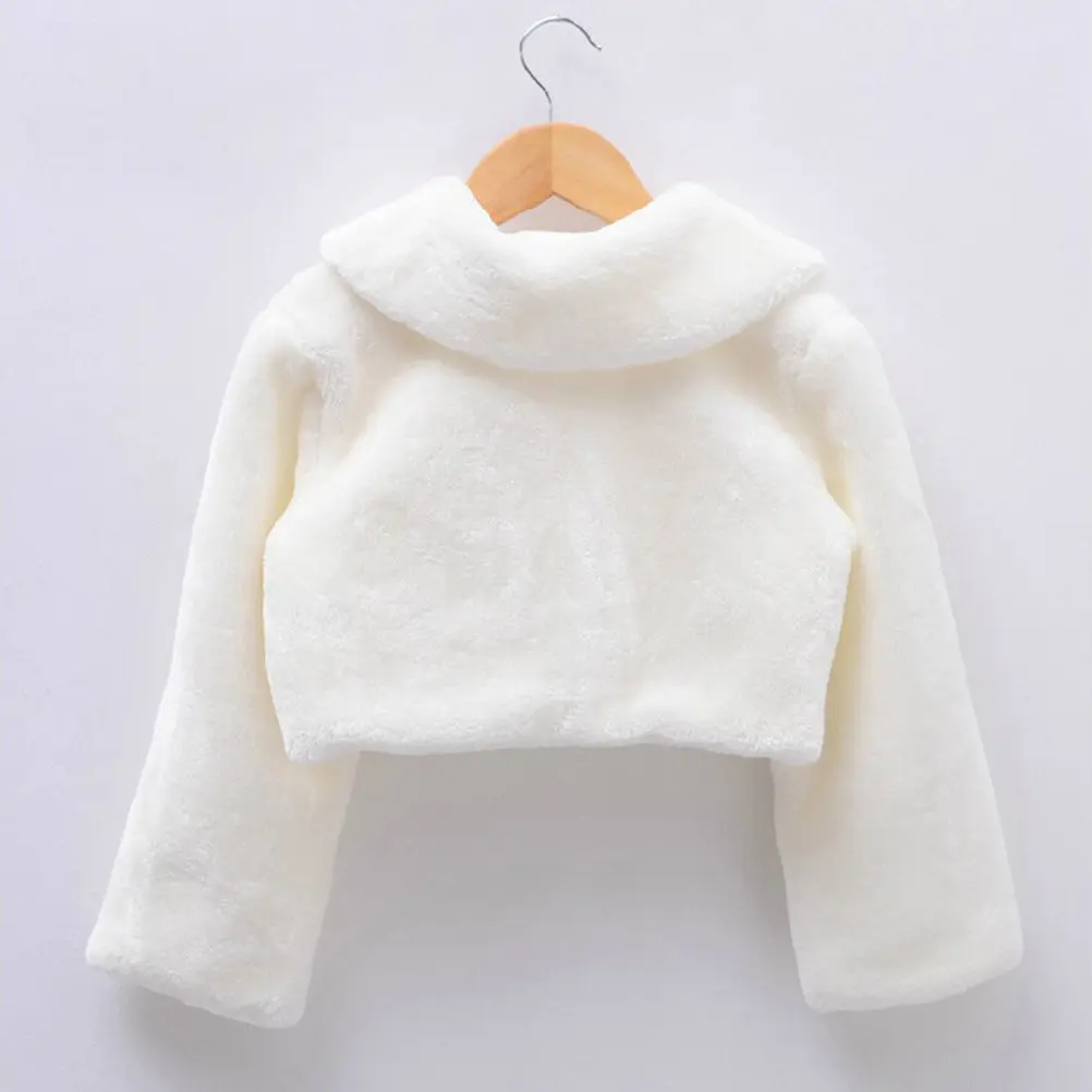 1Pcs Children Winter Tippet Flower Elegant Warm Shawl White Size M Wedding Party Photo Prop Flower Children Tippet