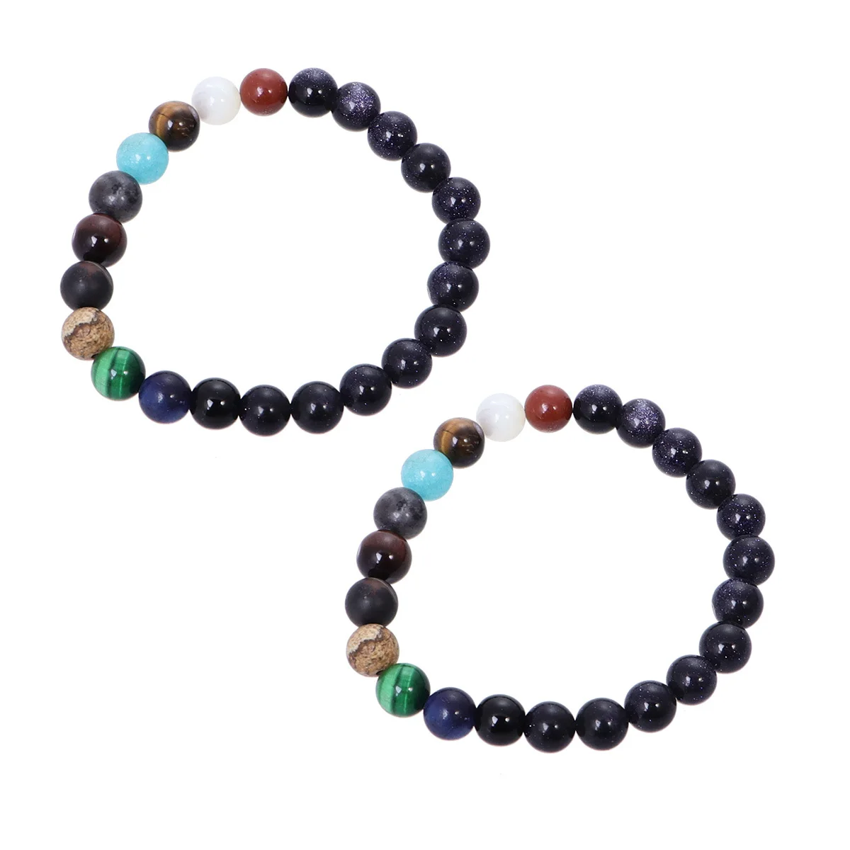 

2Pcs Planet Bracelet Solar System Unisex Stone Bead Design 8Mm for Men Women Birthday Christmas Galaxy