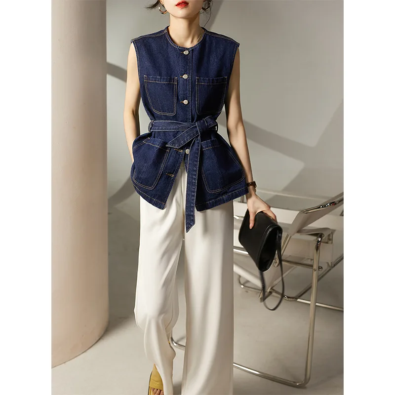 Women's Trendy European Style plus Size Vest Jacket Thin Sleeveless Simple Design Spring Autumn New Arrival Outerwear Top