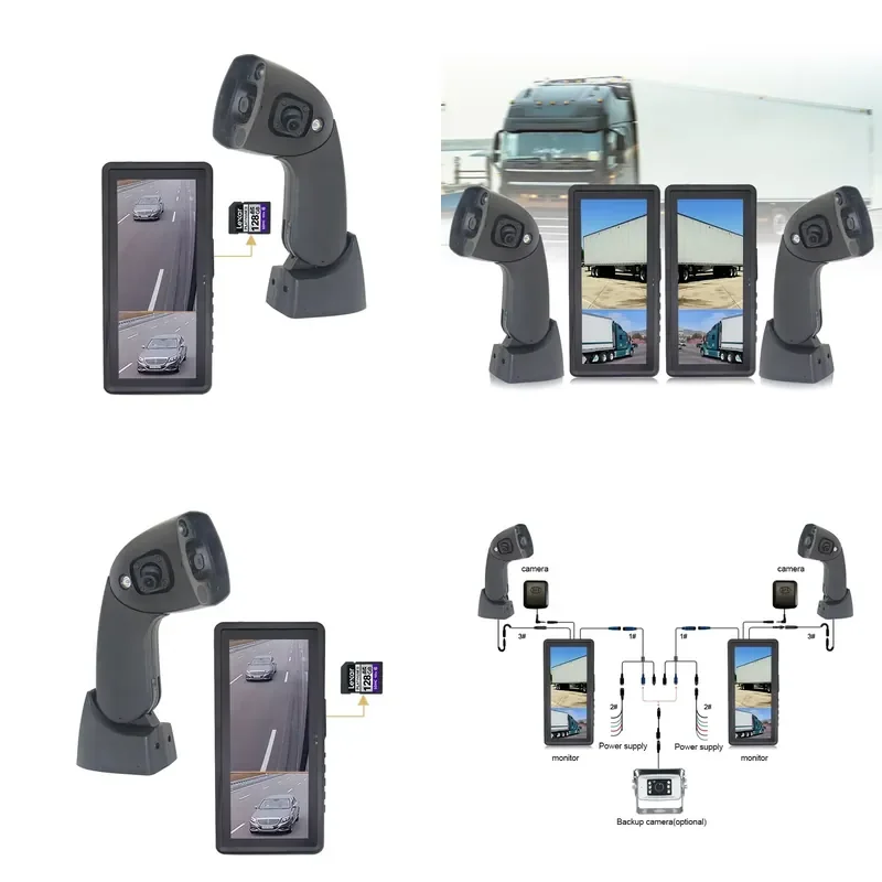【CHIMU HOME】 12.3 Inch HD Split View Side Mirror Camera System for Bus Camper Van Caravan