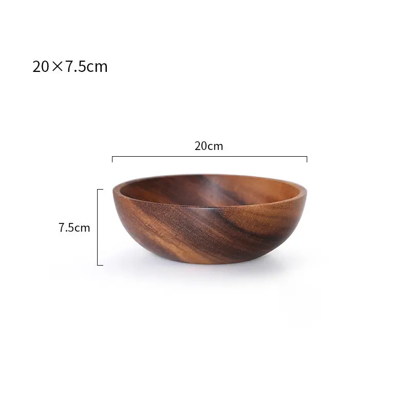 Acacia Wooden Salad Bowls Large Serving Wood Salad Bowl Solid Hardwood Salad Mixing Bowl Spoon Forks  For Fruits Vegetables