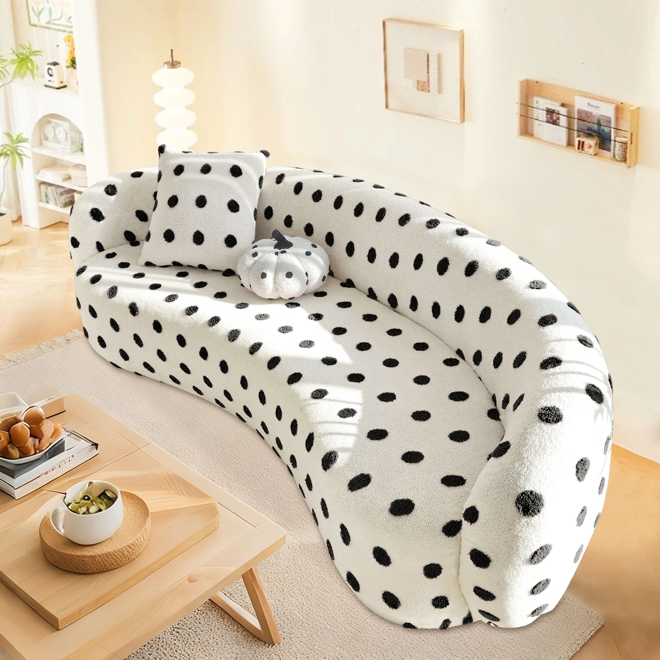 Stretch Semi-Circular Curved Plush Shaped Sofa Protector Couch Cover Soft Sectional Jacquard Sofa Slipcover for Living Room