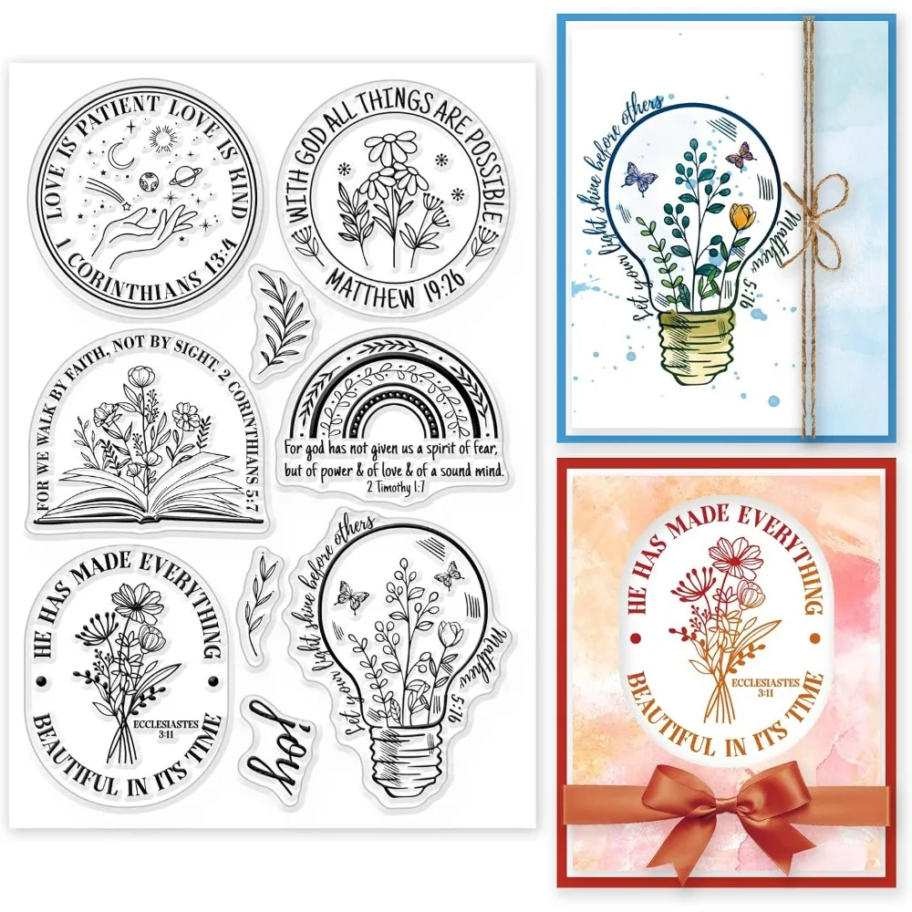 Religion Bible Frame Clear Stamps for DIY Scrapbooking Bible Text Border Silicone Clear Stamp Seals Transparent Stamps