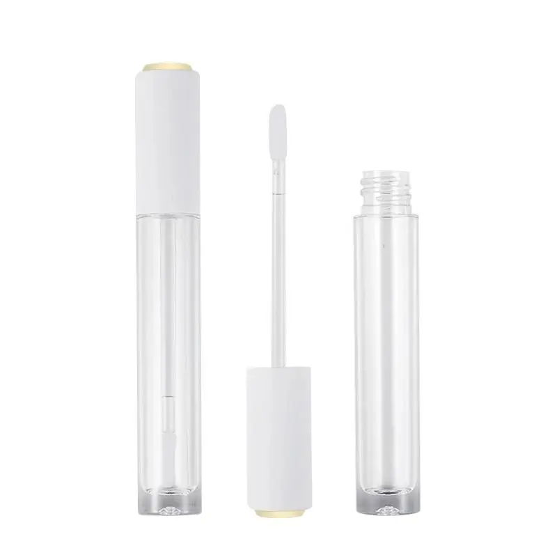 

Wholesale 4ml Empty Mini High Lip Gloss Round Shape White Lid DIY Makeup Tool Plastic Packaging Refillable Lipgloss Tubes