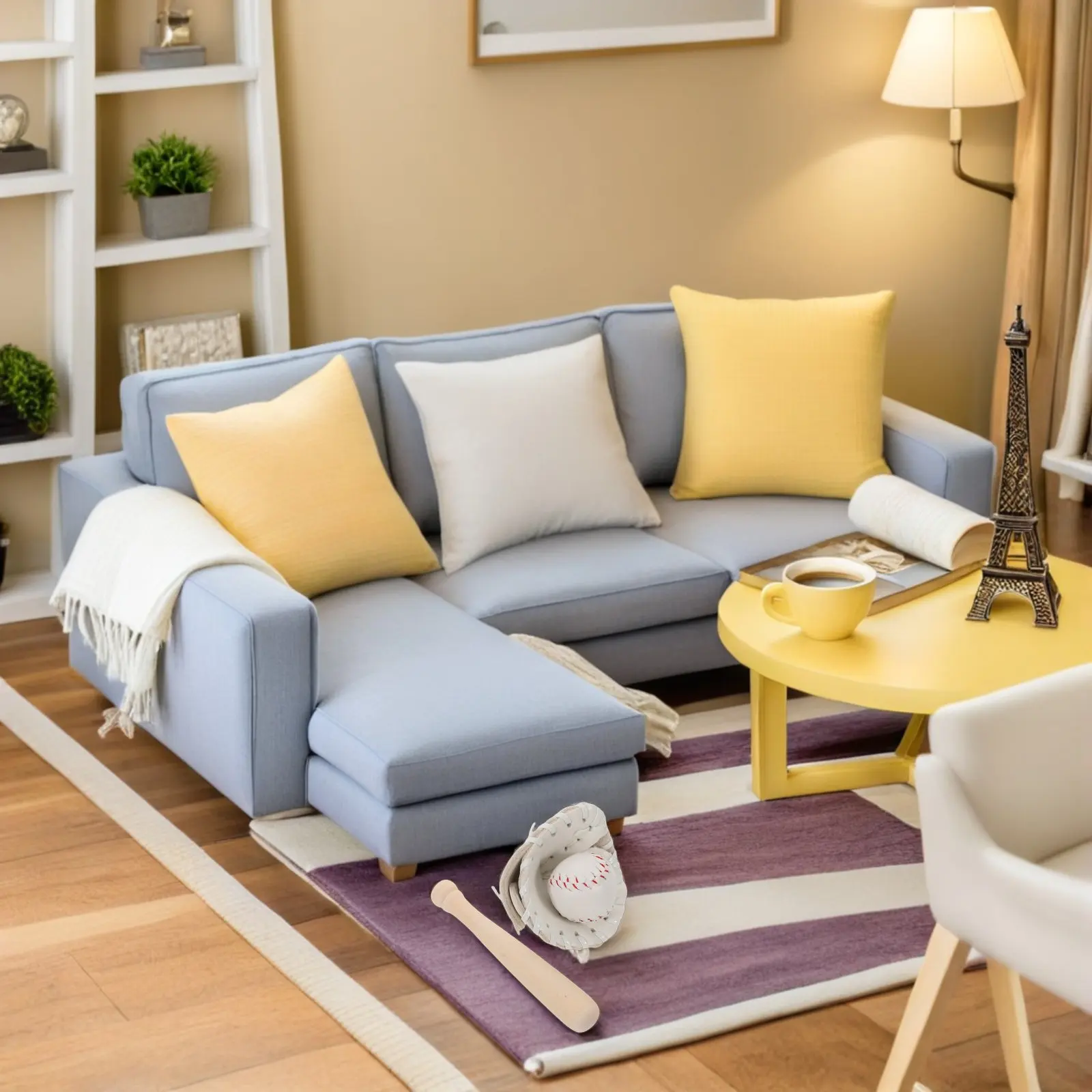 

Набор из 2 миниатюрных бейсбольных бит, перчаток и мячей, реалистичный дизайн, для аксессуаров для кукольных домиков, спортивный декор, украшение для сказочного сада