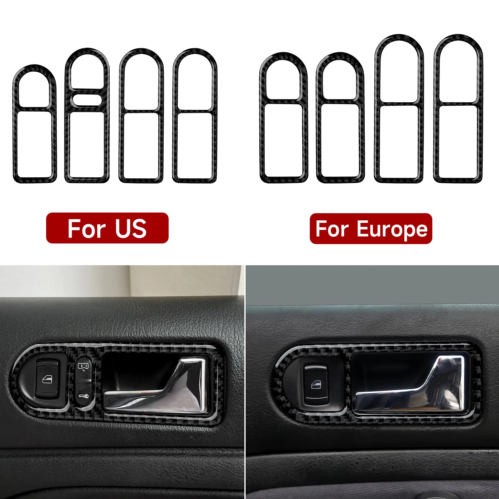 Para VW Jetta A4 Bora Golf IV MK4 R32 GTI variante (1997-2005) embellecedor, Panel de cuenco de puerta interior de coche, pegatina Interior de fibra de carbono