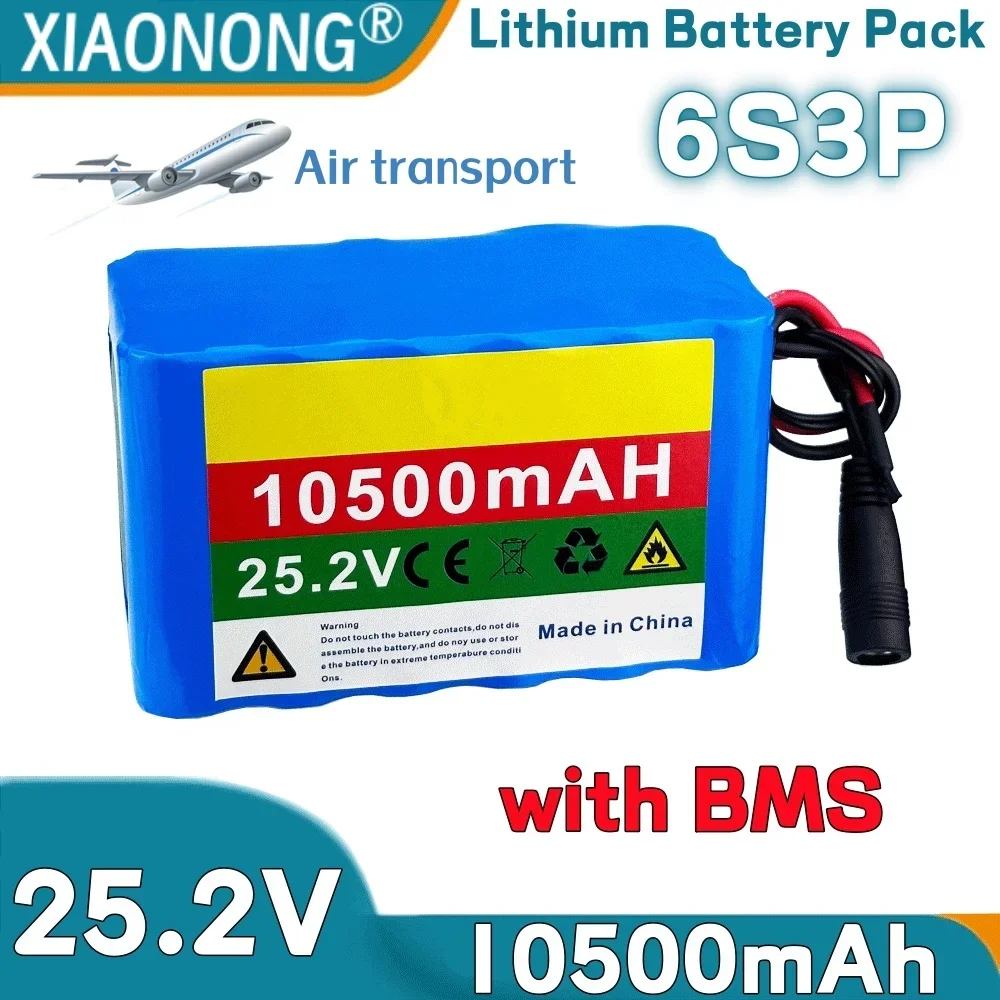 6S3P 25.2V 10.5Ah 18650 Battery Pack 18650 Rechargeable Li-ion High-Capacity Battery for Mopeds Built-in BMS W/ 25.2V 2A Charger