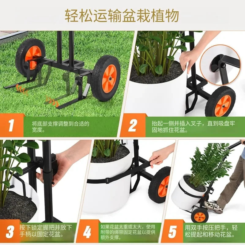Heavy Duty Plant Cart with Wheels for Indoor Outdoor Garden Use Mobile Flower Pot Stand Rolling Planter Trolley for Patio