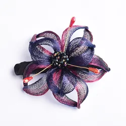 Retro Handmade Woven Copper Wire Flower Hairpin Hair Accessories for Women Elegant Spring Clip Bride Headwear Girl Tiaras Gift