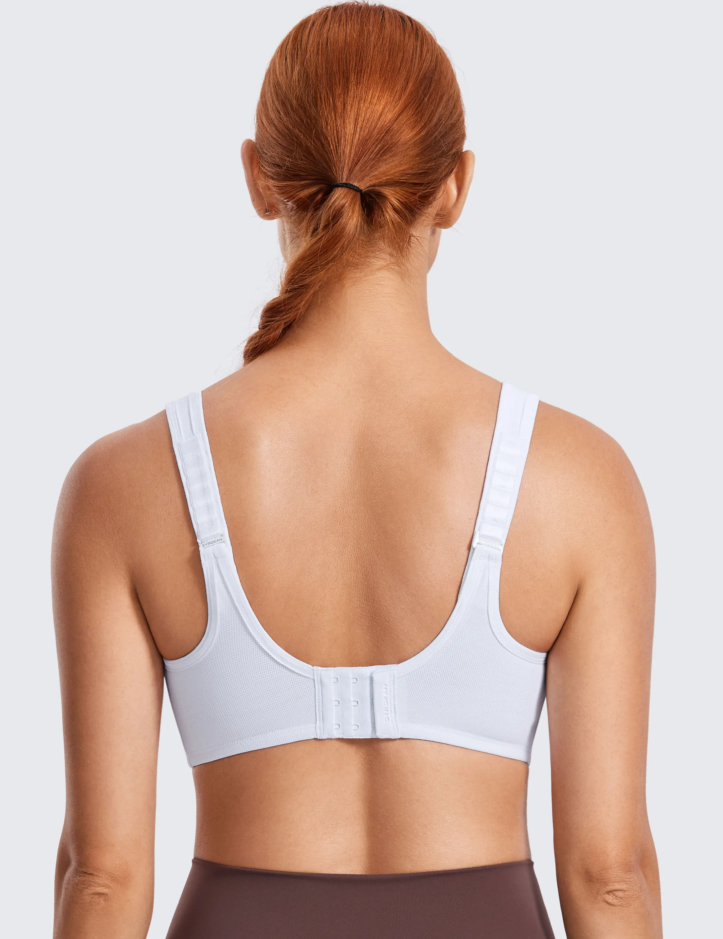 SYROKAN-Sujetador deportivo con aros de alto impacto para mujer, sostén sin espalda con gancho, Invisible, a prueba de golpes, talla grande