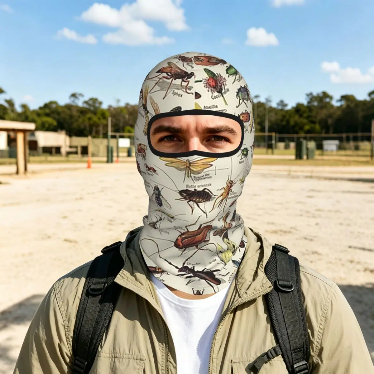 Insects Chart. Scientific Illustration Text In French Balaclava Full Face Mask Sun Protection Neck Gaiter For Motorcycle Cycling