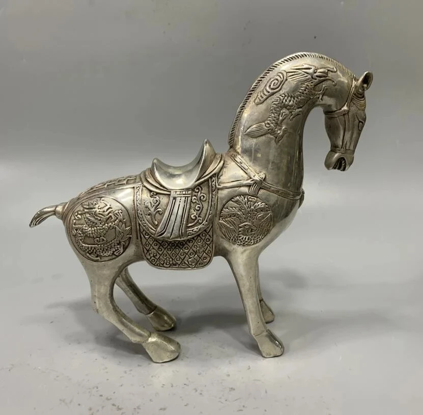 

China White copper archaize Tang Dynasty horse crafts statue