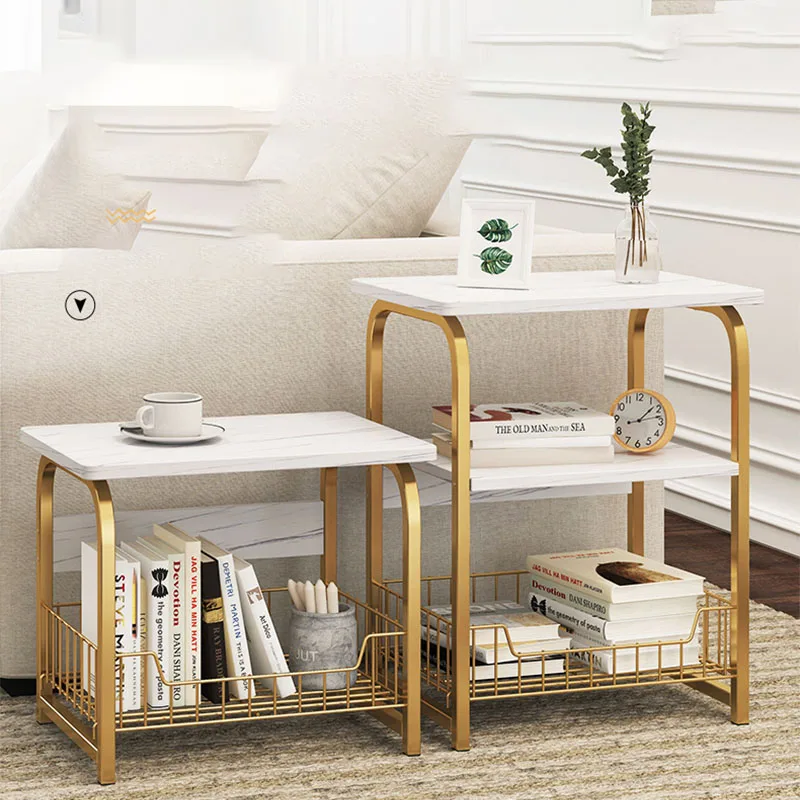 

3-Tier Coffee Sofa Side Cabinet Small End Table With Storage Basket Bedside Tables For Bedroom Living Room Sofa Table Nightstand
