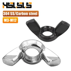 HSLSLS 3-10pcs Butterfly Wing Nut m3 m4 m5 m6 m8 m10 m12 Stainless Steel Black/Zinc Plated Hand Tighten Thumb Wing Nuts