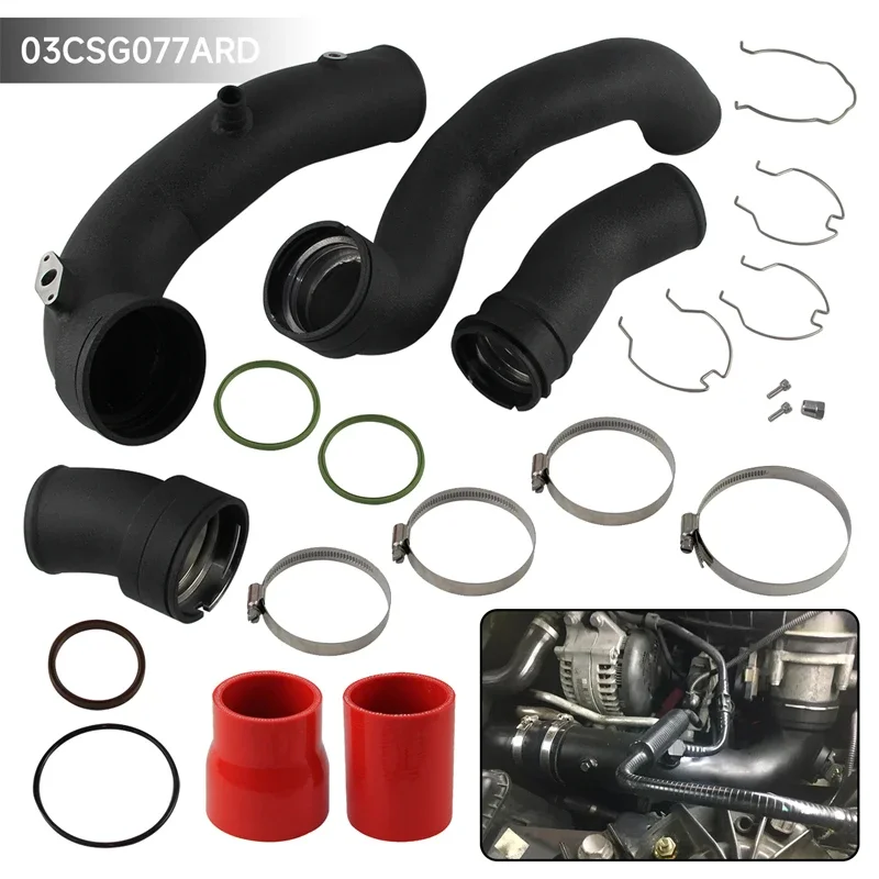 Charge Pipe + Boost Pipe Hose Kit For BMW F07 F10 535i 640i 740i N55 Single Turbo 3.0L Performance Aluminum Black/Blue/Red