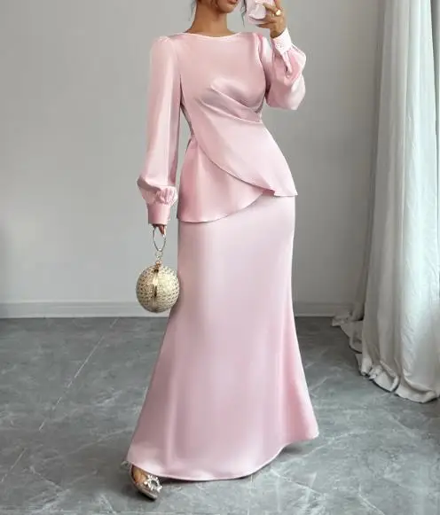 

Womens Dresses Simple and Fashionable Solid Color Lace Up Long Sleeved Dress for Women's Clothing In Spring and Auumn 2025