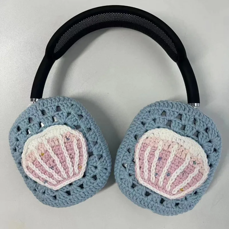 

Custom Handmade Crochet Wool Blue Shell Airpods Max Protective Case Y2K Protective Case Cover Decoration Headphones Accessories