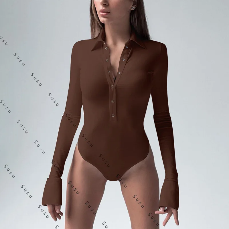 

2025 new European and American women's clothing long-sleeved breasted comfortable lapel high elastic slim sexy Spice Girls trend