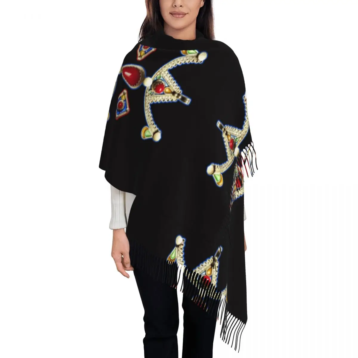 

Customized Printed Z Imazighen Kabyle Jewelry Scarf Women Men Winter Warm Scarves Amazigh Berber Ethnic Shawl Wrap