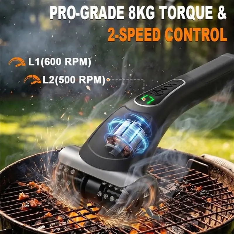 ABMR-For Outdoor Barbecue Grates Cleaning Rechargeable BBQ Grill Cleaner Long Handle Grill Brush