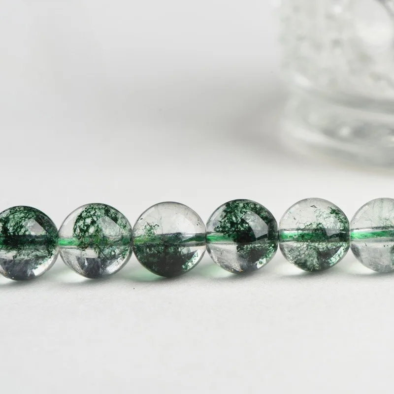 Crackle Crystal Green Phantom Quartz Beads,6 8 10 12 14mm Natural Stone Beads For Jewelry Making Diy Bracelet Necklace