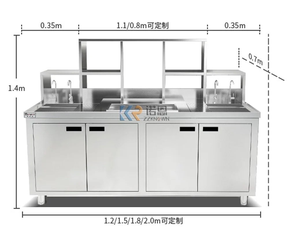 Hot Sell Commercial Stainless Steel Milk Tea Shop Counter Design Equipment Bubble Tea Counter Can Customized