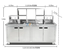 Hot Sell Commercial Stainless Steel Milk Tea Shop Counter Design Equipment Bubble Tea Counter Can Customized