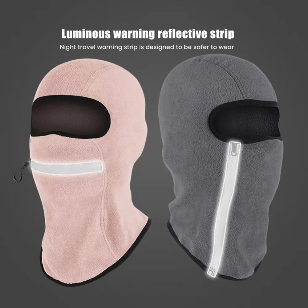 Fashion with Reflective Strip Full Face Cover Windproof Breathable Warm Balaclava Zipper Fishing Skiing Hat Men