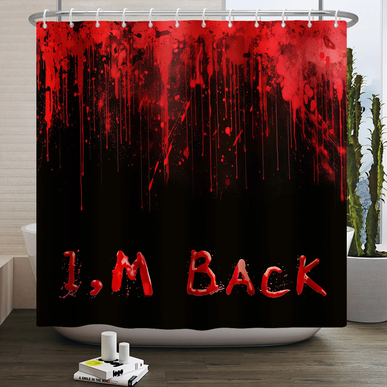 Halloween Shower Curtain Horror Bloody Hands Waterproof Fabric Bathroom Curtain Folding Partition Bathroom For Halloween Decor