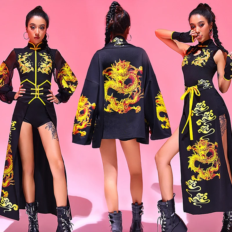 

New Chinese Style Jazz Dance Costumes For Women Hip Hop Gogo Dancers Outfits Nightclub Bar Dj Performance Stage Clothes DN18677