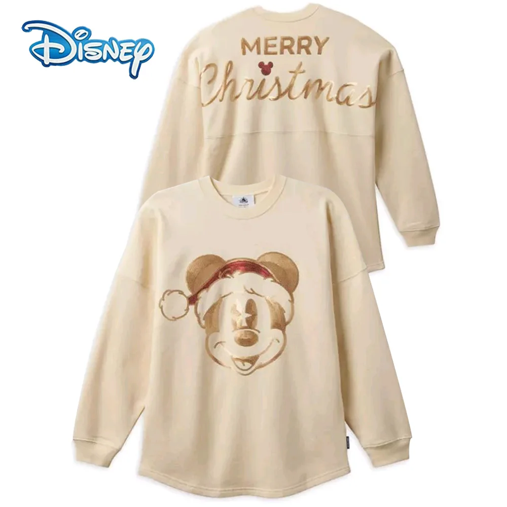 

Disney Sweatshirt Mickey Mouse Anniversary Merry Christmas Sequined Oversized Unisex Couple Women Long Sleeve Jumper Tops 2024