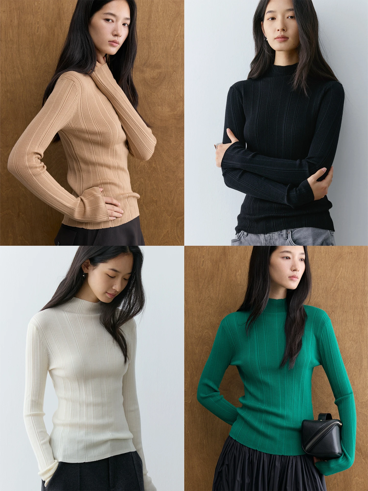 

Женский свитер Zhihua из 100% шерсти, облегающий, с высоким воротником, пуловер, базовая кофта, теплый вязаный топ Yangzi